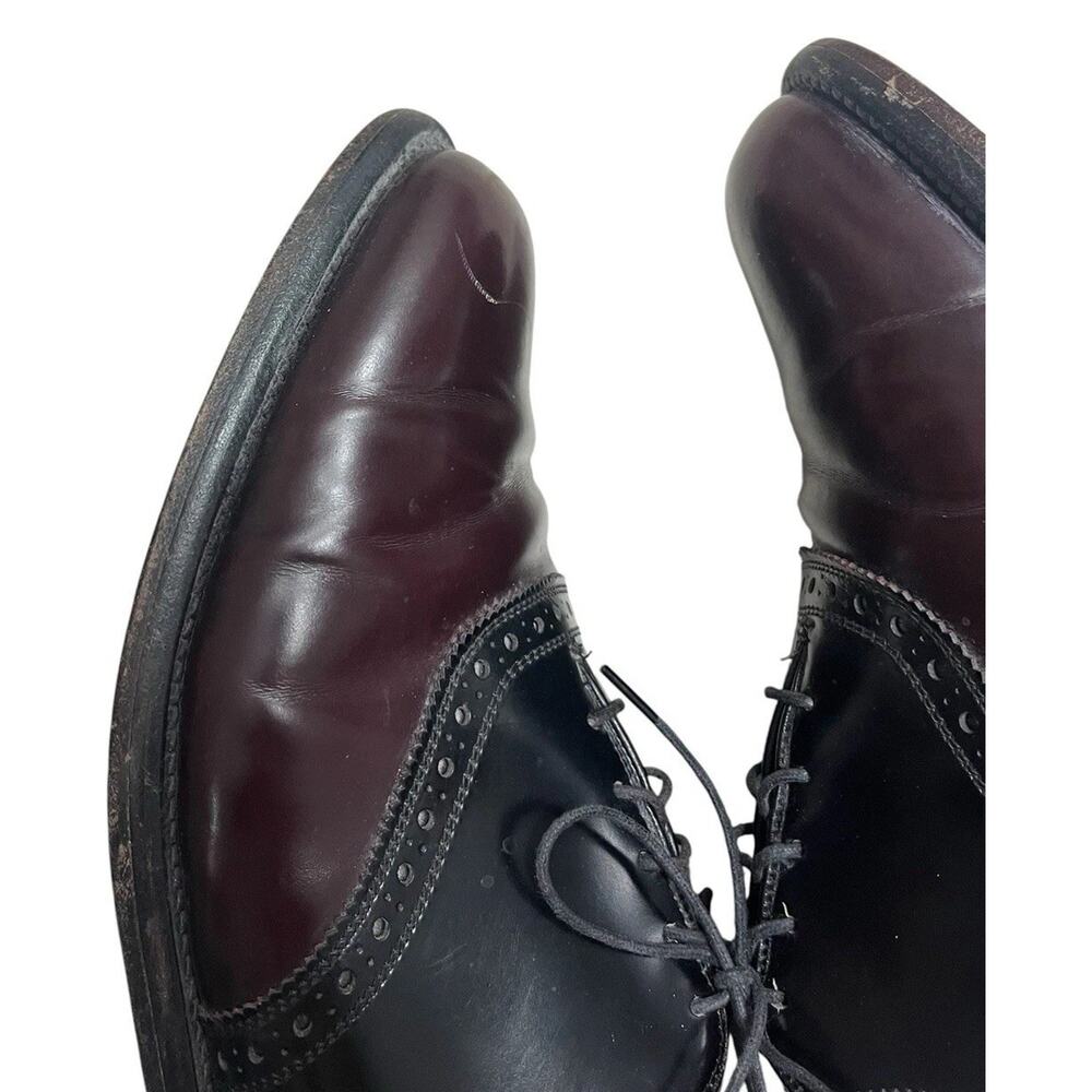 Allen Edmonds Polo Two Tone Burgundy 12 Black Saddle Mens Dress Shoe 8271 Formal - Picture 10 of 12